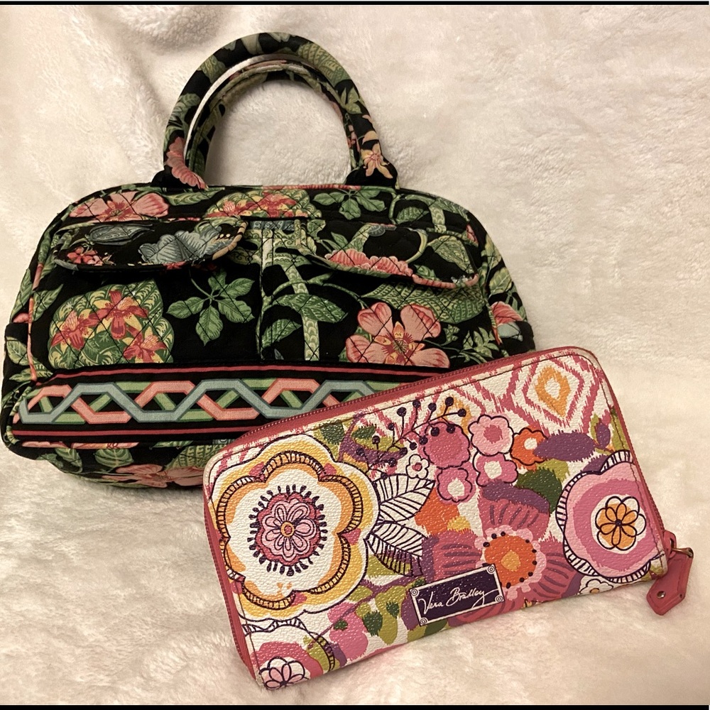 Quilted Vera Bradley Purse and Leather Accordion Wallet